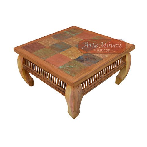 Mesa de centro 0,80 x 0,80 Bali com Saia "Palitos" - 44721