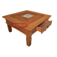 Mesa de Centro 0,80 x 0,80 com gaveta e "Ladrilho" - 44714