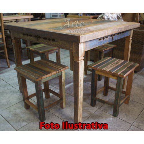 Conjunto Mesa + 4 Banquinhos com Tinta - 4985