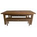 Conjunto Mesa 2,00 x 1,00 + 2 Bancos  Entalhados em Peroba Rosa - 5043