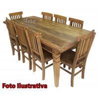 Conjunto Mesa 1,90 + 8 Cadeiras em Madeira - 5045