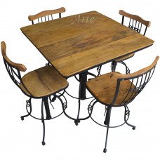 Conjunto Regulável Bistrô Quadrado + 4 Banquetas em Ferro - 5125