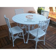 Mesa Bambu 1,10 Ø  em Alumínio Fundido Branco - 5071