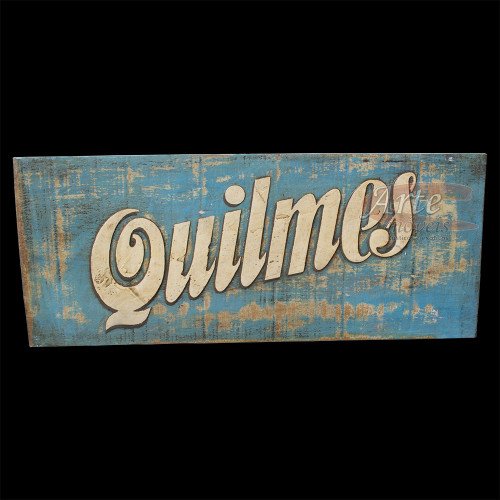 Placa "Quilmes" Azul em Madeira - 5236