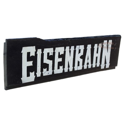 Placa "Eisenbahn" Preta em Madeira - 5259