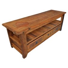Rack Vigota 1,60 x 0,50 com 3 gavetas em Peroba Rosa rústica - 51514
