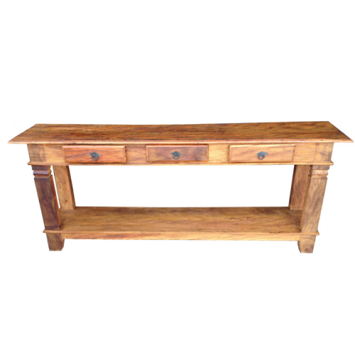 Aparador 2,00  x 0,40 Rústico 2 Tampos 3 Gavetas em Peroba Rosa - 2329