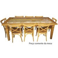 Mesa 2,20 x 1,00 Plainada com Tinta em Peroba Rosa - 4708