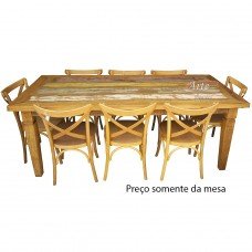 Mesa 2,20 x 1,00 Plainada com Tinta em Peroba Rosa - 4708