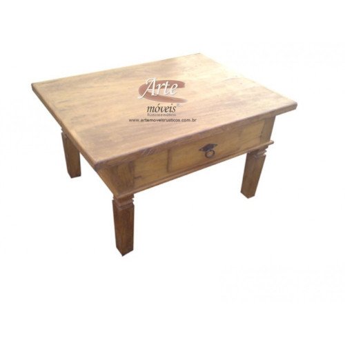 Mesa de Centro 0,70 x 0,60 Rústica 1 Gaveta em Peroba Rosa - 498