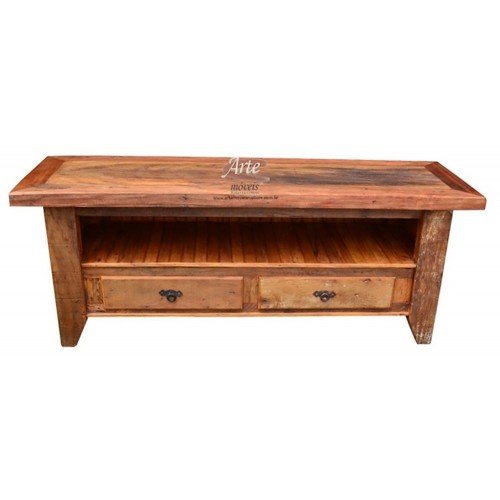 Rack Rustico 1,58 x 0,60 Rústico 2 Gavetas em Peroba Rosa - 4111