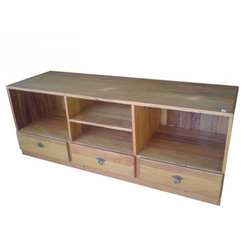 Rack  1,60 x 0,40 Aplainado 3 Gavetas 4 Nichos em Peroba Rosa - 505