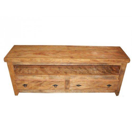 Rack 1,50 x 0,40 Rústico 3 Gavetas em Peroba Rosa - 2036 
