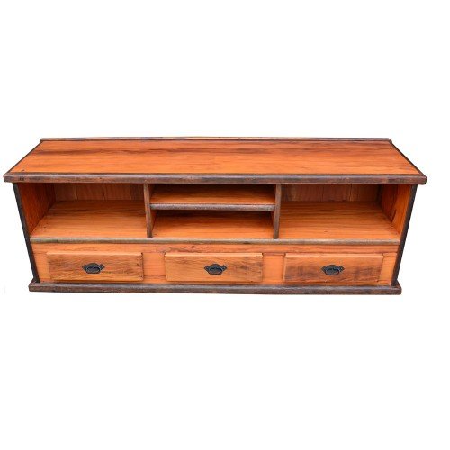 Rack 1,85 x 0,50 3 Gavetas 4 Nichos em Peroba Rosa - 1904
