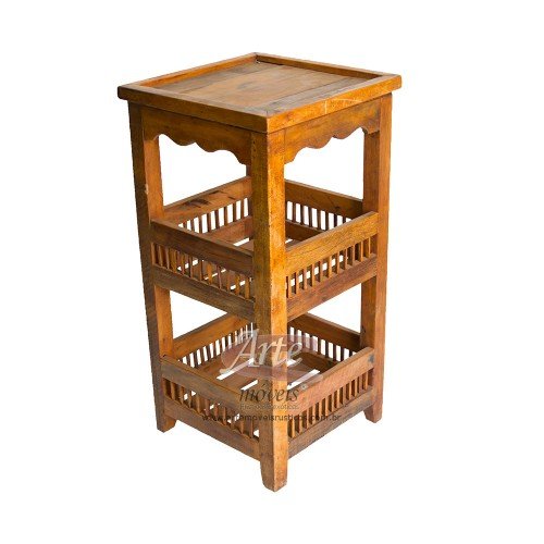 Mesinha de Canto 0,40 x 0,40 Rústica em Peroba Rosa - 4721 Mesinha de Canto 0,40 x 0,40 Rústica em Peroba Rosa - 4721