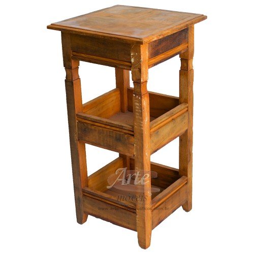 Mesinha 0,40 x 0,40 Quadrada Rústica em Peroba Rosa - 4722 Mesinha 0,40 x 0,40 Quadrada Rústica em Peroba Rosa - 4722