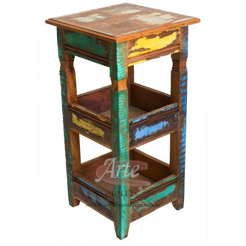 Mesinha de Canto 0,40 x 0,40 Com tinta em Peroba Rosa - 4723 Mesinha de Canto 0,40 x 0,40 Com tinta em Peroba Rosa - 4723