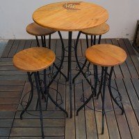 Conjunto Bistrô com 4 Banquetas de Ferro com Madeira - 4704