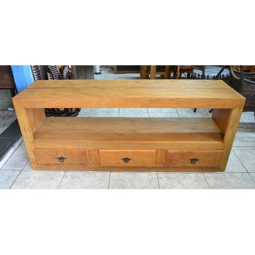 Rack 1,60 x 0,50 Rústico 3 Gavetas em Peroba Rosa - 2039 