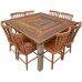 Conjunto Mesa 1,40 x 1,40 Marchetada + 8 cadeiras Country G -4360