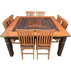 CONJUNTO MESA 1,55 X 1,55 MARCHETADA + 8 CADEIRAS - 4440