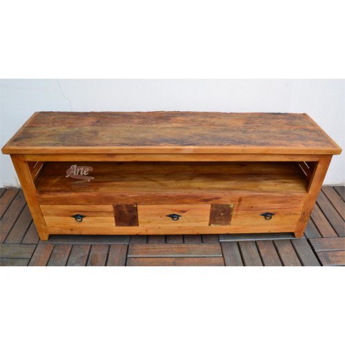 Rack 1,50 x 0,40 Rústico 3 Gavetas em Peroba Rosa - 3281